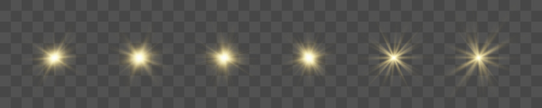 Set of sun icons with uniform design and bright radial rays vector