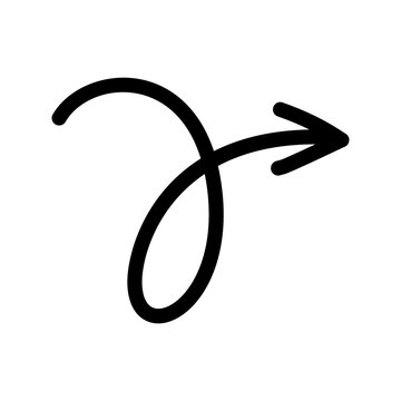 Spiral arrow vector icon with hand drawn design for graphic element