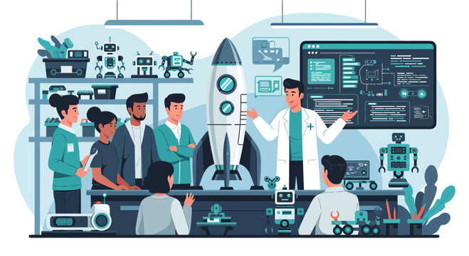 Scientists in a laboratory setting working.