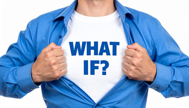 What if? - Ein Mann öffnet sein Hemd und zeigt sein TShirt