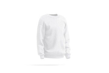 Blank white knitted sweater mock up png, transparent background, 3d rendering. Empty textile or knitting jumper winter mockup cut out. Clear nordic woolen or fleece clothing for warm wear template. © Alexandr Bognat