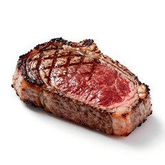 Fototapeta premium Perfectly Rare Sirloin Steak White Background