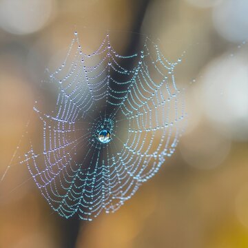 Toile d&rsquo;araign&eacute;e scintillante avec goutte d&rsquo;eau au centre