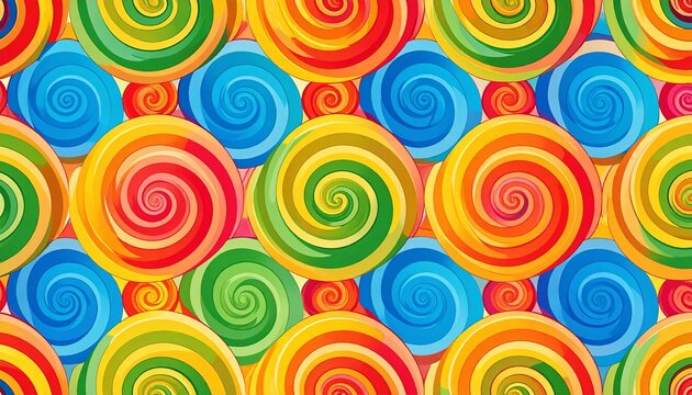 A colorful array of swirly lollipops fills the frame with sweet treats.