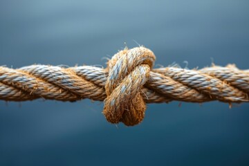 Fototapeta premium Macro rope knot with mixed fibers, connection strength and resilience concept