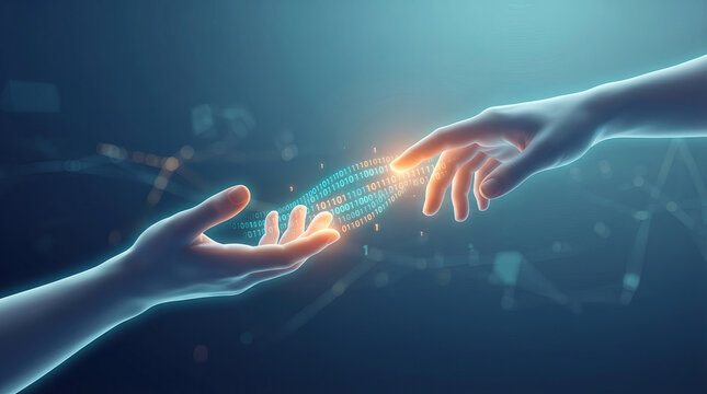 Mental health is a growing concern globally address crisis concept. Futuristic digital hands reaching out to connect and communicate.