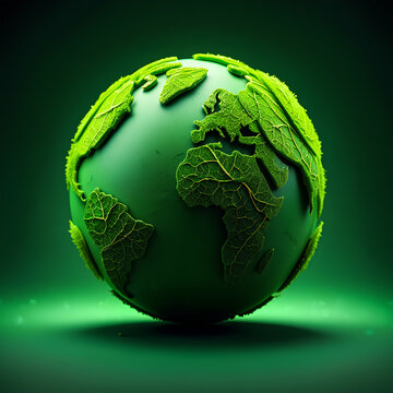 Green Earth Globe 3D Render Sustainable Environment Concept