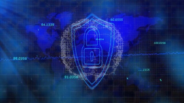 Vertical video: Waveform pulsing, shield glowing, nodes forming ring around map for security