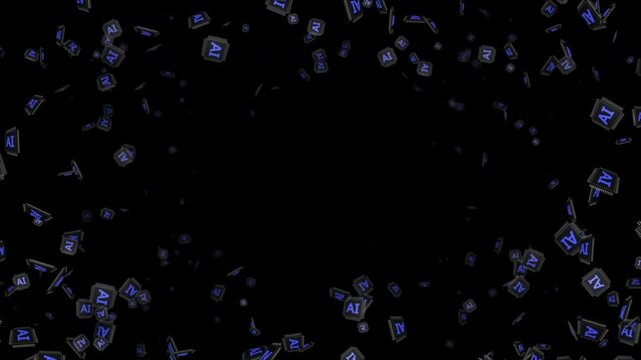 AI Text and CPU Processor Animation, on Alpha Channel, Looped
