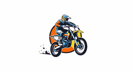 Obraz premium A colorful illustration of a person on a dirt bike, kicking up dust