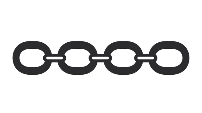 A dark gray chain comprised of four interconnected oval links on a white background