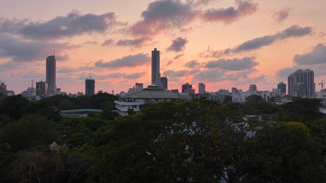 sunset over the colombo  city