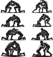 Fototapeta premium Plays wrestling silhouette