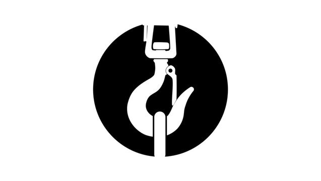 crane hook logo, black isolated silhouette