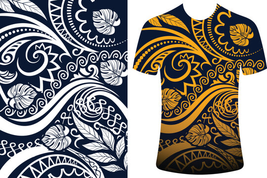Polynesian Tribal T-Shirt Design Featuring Pattern Style Geometric Motifs, New Zealand T-Shirt, Traditional dress, traditional jersey, t shirt, African Style, Tatto Inspired Dress, Fabric Texture.