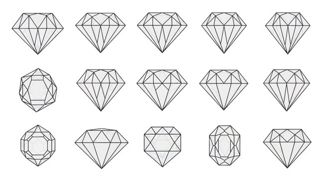Collection of Diamond Gemstone Illustrations.