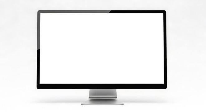 modern blank computer monitor on white background for technology and business display