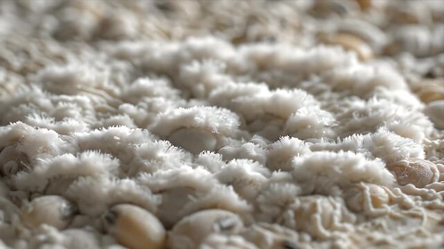 Close Up Macro View of Fermented Miso Paste Texture with Textured Surface and Grains
