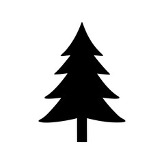 Fototapeta premium Simple black silhouette of a coniferous tree with three branches shape