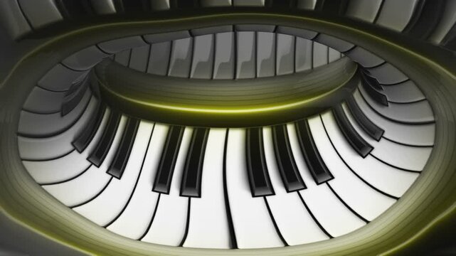 Piano Keyboard Tunnel Animation, Background, Loop
