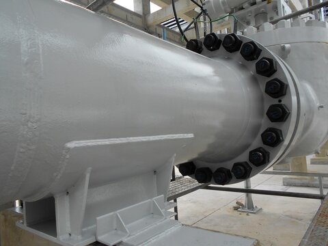 Large Industrial Pipe Flange With Bolted Connection in Factory