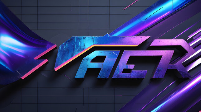 Vibrant aet logo with neon lights on dark background