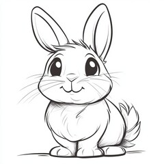 Fototapeta premium Charming Cartoon Rabbit Outline Illustration for Fun Coloring and Creative Graphic Decoration Needs