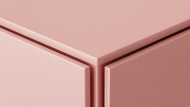 Minimalist Pink Geometric Cube Corner Close Up 3D Render Photo