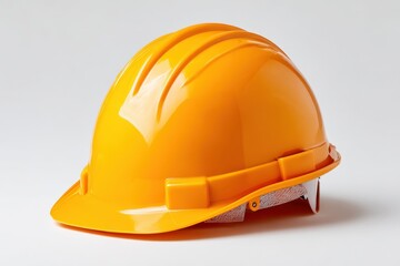 Fototapeta premium Yellow construction safety helmet isolated on white background