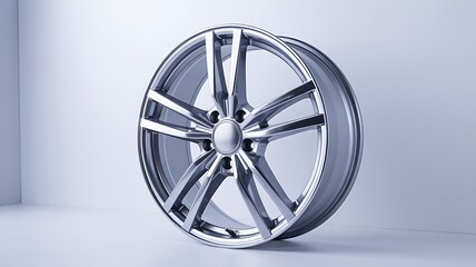 Obraz premium Modern Silver Alloy Wheel Rim Professional Studio Photography