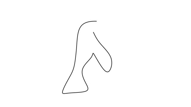 Animated self drawing of continuous line draw of   human head.   Full length one line animation. 4K
