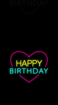 Happy birthday text with heart design.