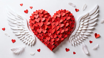 Fototapeta premium Heart with Wings, Valentine's Day Love Symbol