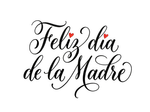 Elegant calligraphy feliz dia de la madre message isolated on transparent background