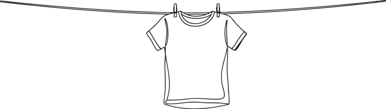 Simple sketch of a t shirt drying on a clothesline