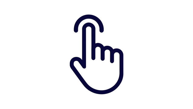 Dark blue hand cursor icon representing a click action, isolated on transparent background