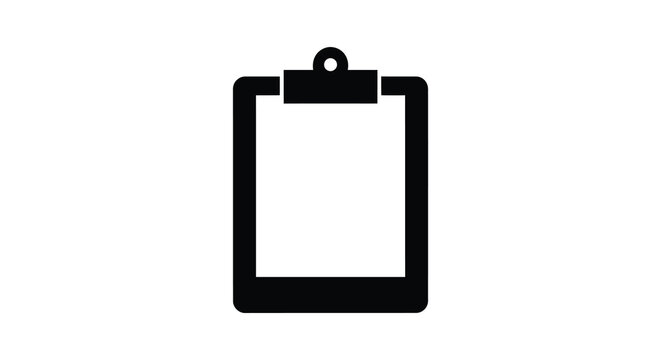 A stark black silhouette of a clipboard with a metal clip suggesting documentation or note taking silhouette