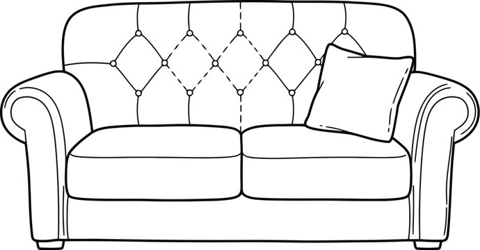 Elegant chesterfield style sofa with tufted back and rolled arms