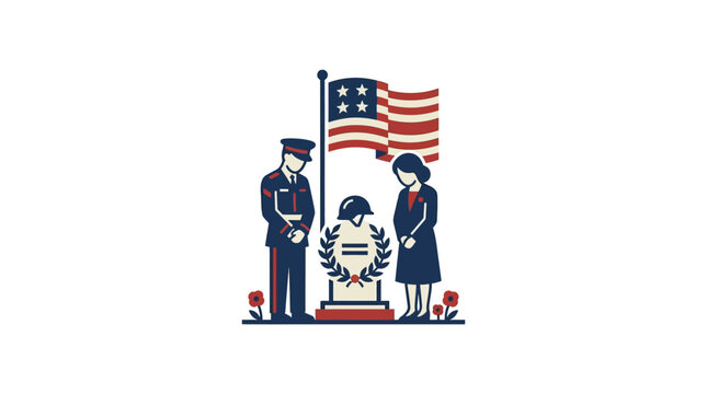 Memorial Day Remembrance With Soldier and Mourner