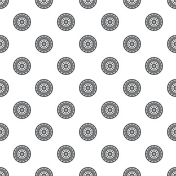 Tire pattern with wheels creating a seamless monochrome background design