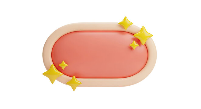3D Oval Shape with Yellow Stars and Peach Border
