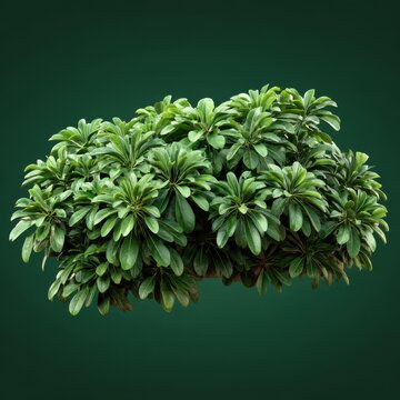 Close up of a lush green bush with a dark green color background