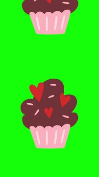 Love symbolic chocolate cupcake with pink icing