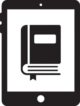 Ebook reader tablet with a book on the screen icon