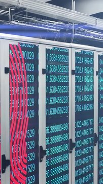 Vertical video: On data sync racks showing numbers, sweeping layers, fingerprint cycling for access