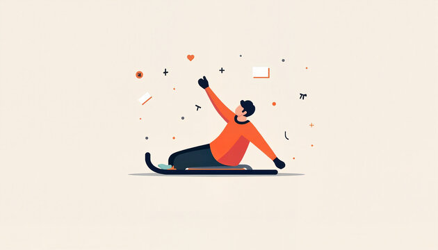 Person in orange shirt having fun while sledding on a sled

