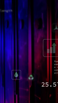 Vertical video: On playback climate icons drifting right on blue-red panels highlighting CO2
