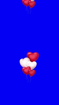 red heart shape balloons on blue background
