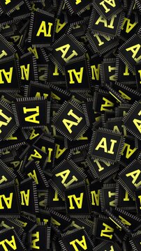 Seamless AI Artificial Intelligence Chip Animation Background, Endless, Loop
