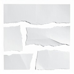 Naklejka premium Torn Paper Fragments Isolated on White Background with Rough Edges and Shadows